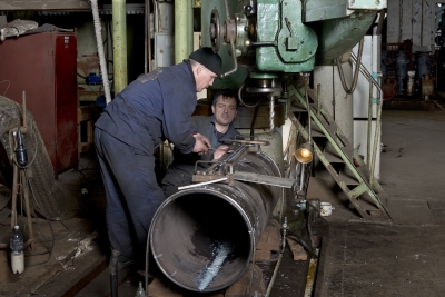 boilermakers on a drilling machine