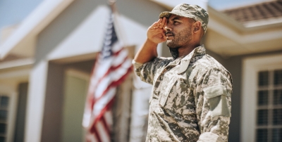 Marine salutes the American flag