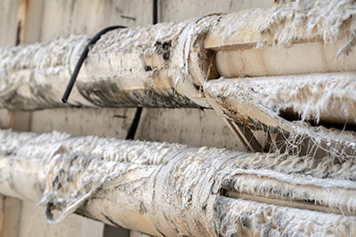 Asbestos insulation on old pipes.